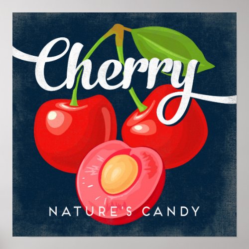 Cherry Poster Vintage Fruit Label