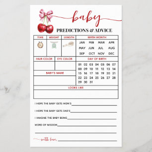 Cherry Predictions Advice Baby Shower Card Flyer