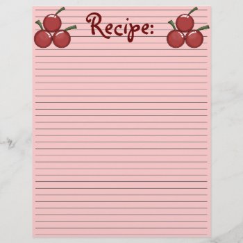 Cherry Recipe Paper by LulusLand at Zazzle