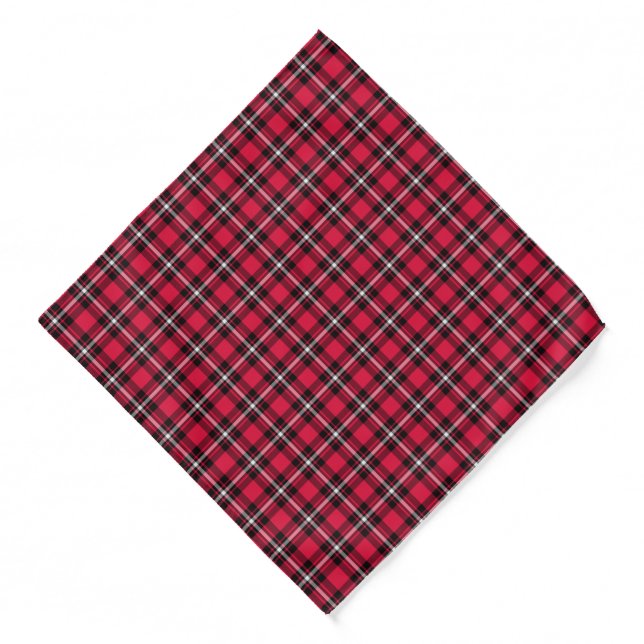 Cherry Red and Black Sporty Plaid Bandana (Front)