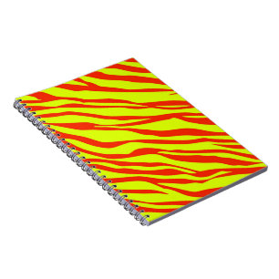 Cherry Red and Neon Yellow Zebra Striped Notebook