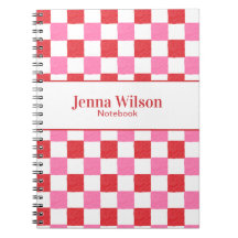 Cherry Red and Pink Watercolor Checkerboard