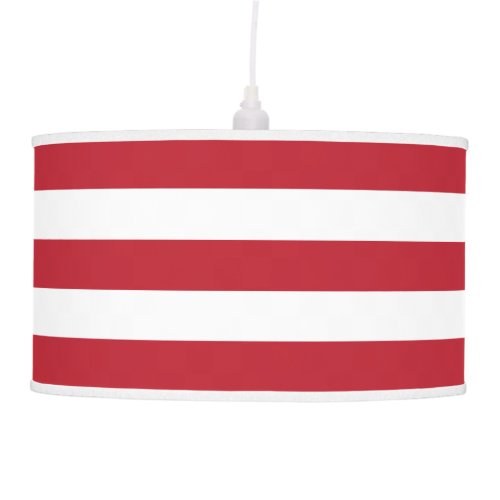 Cherry Red and White Striped Pendant Lamp