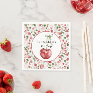 Cherry Red Apple Green Petals Napkins