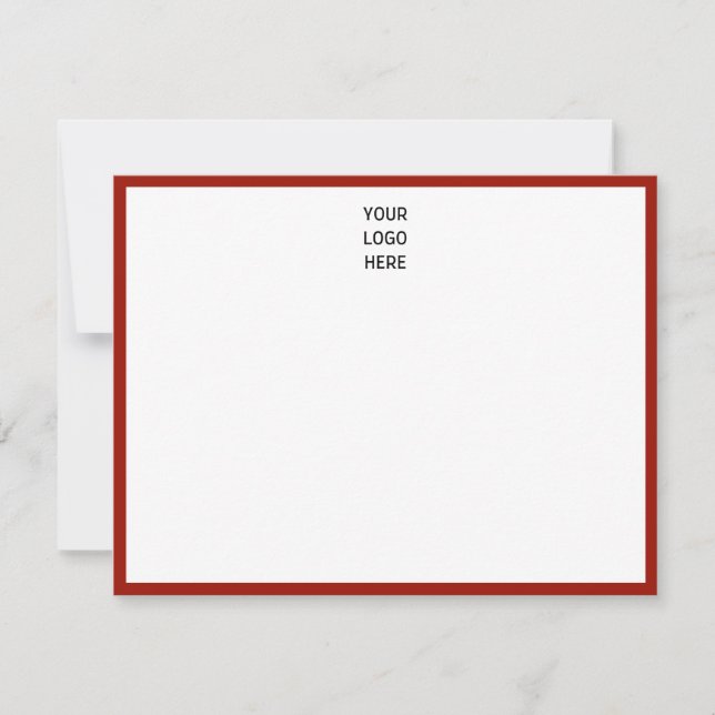 Cherry Red Border Your Logo  Note Card (Front)