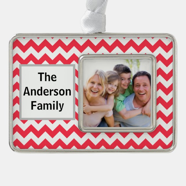 Cherry Red Chevron Christmas Ornament (Front)