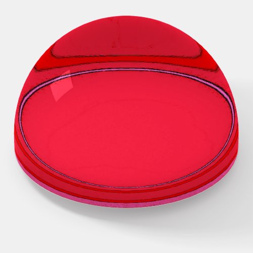 Cherry red Circle Design Round Glass Minimalist Paperweight