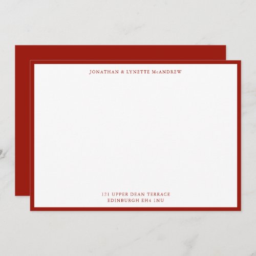 Cherry Red Classic Border Flat Note Card