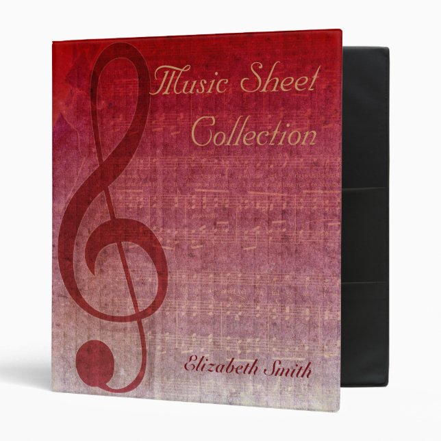 Cherry Red Clef Music Sheet Collection Binder (Front/Inside)