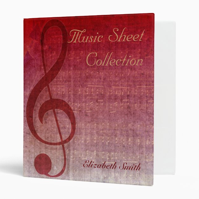Cherry Red Clef Music Sheet Collection Binder (Front/Inside)