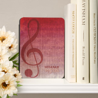 Cherry Red Clef Music Sheet Personalized Kindle Cover