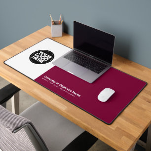 Cherry Red Custom Business Logo Name, Slogan Desk Mat