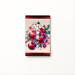 Cherry Red Cute Cherries Floral Girly Pink Light Switch Cover