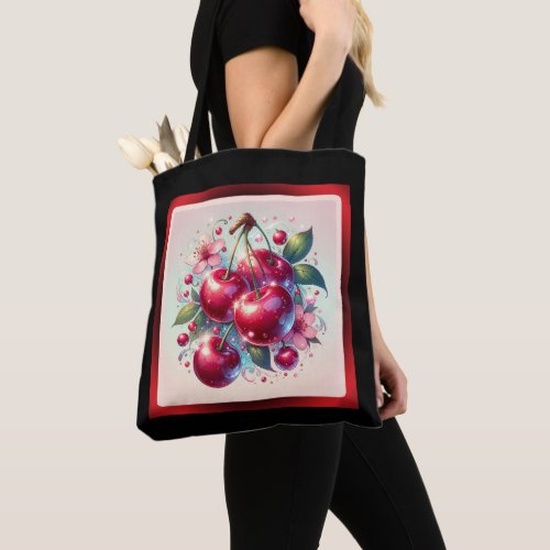 Cherry Red Cute Cherries Floral Girly Pink  Tote Bag