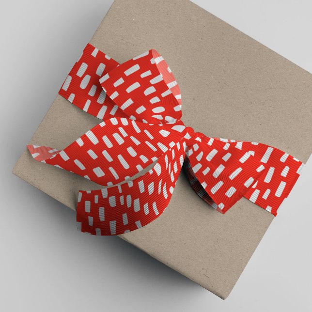 Cherry Red Dashing Grosgrain Ribbon (Bright red dashing dots ribbon.)