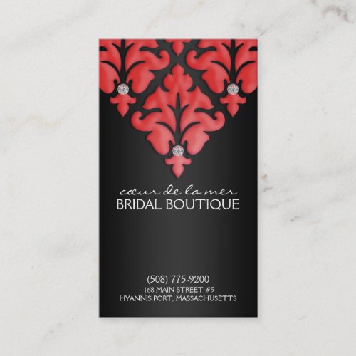 Cherry Red Diamond Damask Appointment Cards Business Card