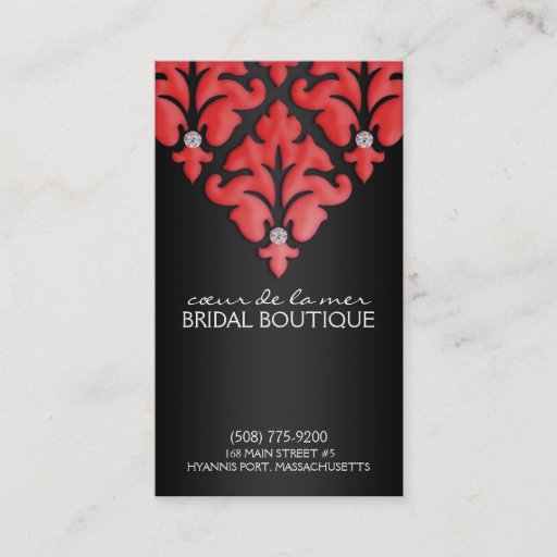 Customizable Cherry Red Diamond Damask Appointment Cards Business Card