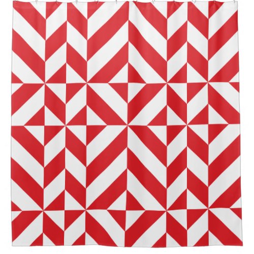 Cherry Red Geometric Cube Pattern Shower Curtain