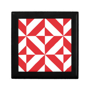 Cherry Red Geometric Deco Cube Pattern Gift Box