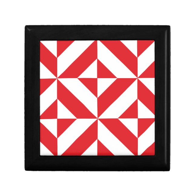 Cherry Red Geometric Deco Cube Pattern Gift Box (Front)