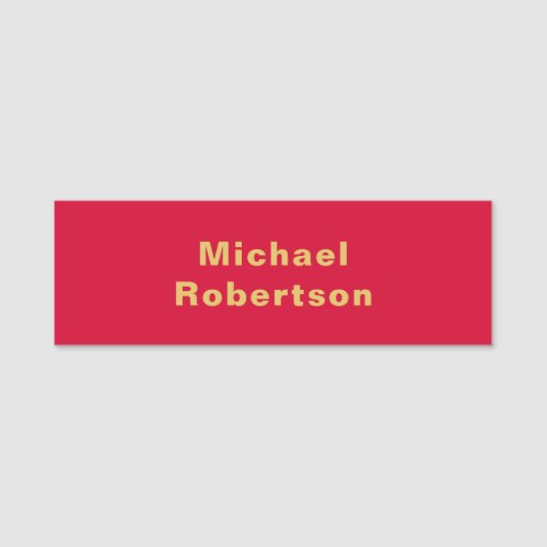 Cherry Red Gold Colors Professional Trendy Modern Name Tag