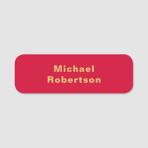 Cherry Red Gold Colors Professional Trendy Modern Name Tag