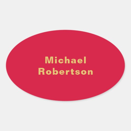 Cherry Red Gold Colors Professional Trendy Modern Oval Sticker