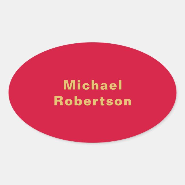Cherry Red Gold Colors Professional Trendy Modern Oval Sticker (Front)