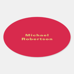 Cherry Red Gold Colors Professional Trendy Modern Oval Sticker