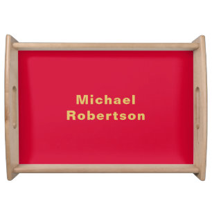 Cherry Red Gold Colors Professional Trendy Modern Serving Tray