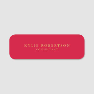 Cherry Red & Gold Colors Professional Trendy Plain Name Tag