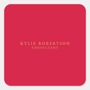 Cherry Red & Gold Colors Professional Trendy Plain Square Sticker