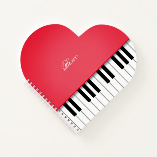 Cherry Red Grand Piano Music Keyboard Custom Notebook