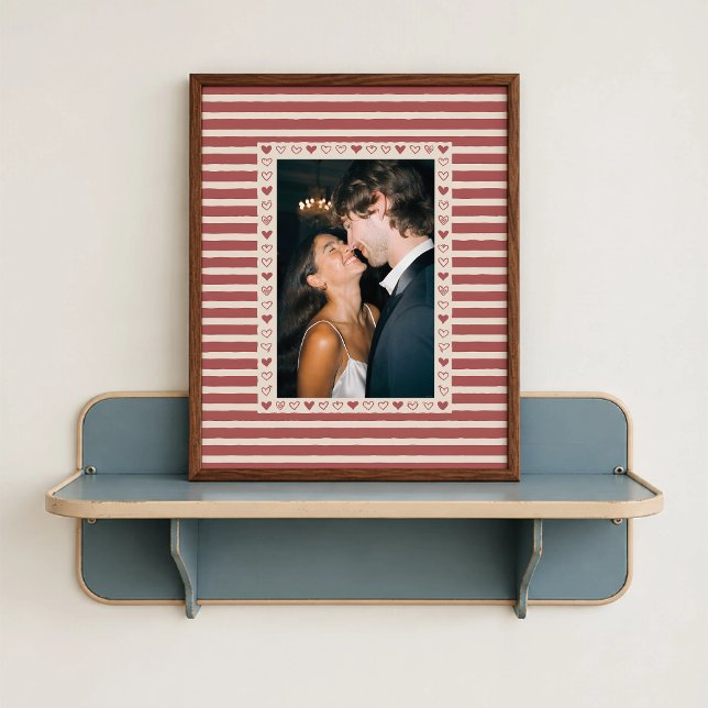 Cherry Red Heart Border Poster - Custom Gift (Cherry Red Heart Border Poster - close-up view (frame/decor not included)
)