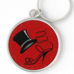 Cherry Red Hearts Top Hat and High Heels keychain
