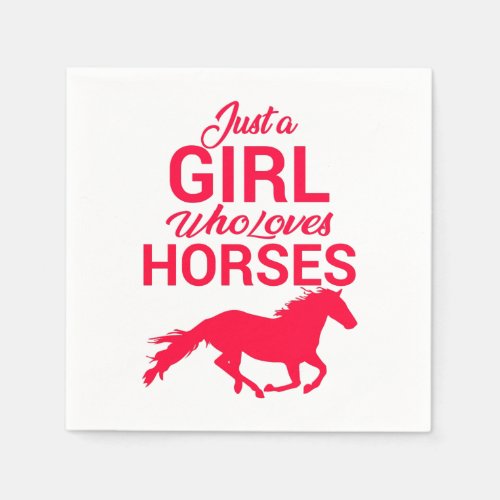 Cherry Red Just A Girl Who Loves Horses   Napkins