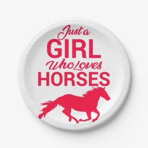 Cherry Red Just A Girl Who Loves Horses  Paper Plates