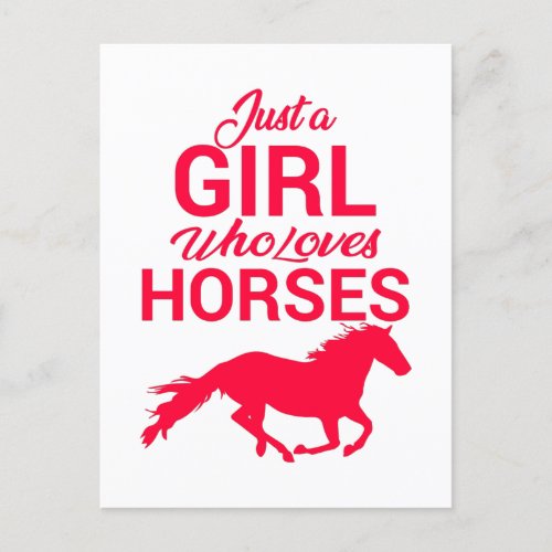 Cherry Red Just A Girl Who Loves Horses  Postcard