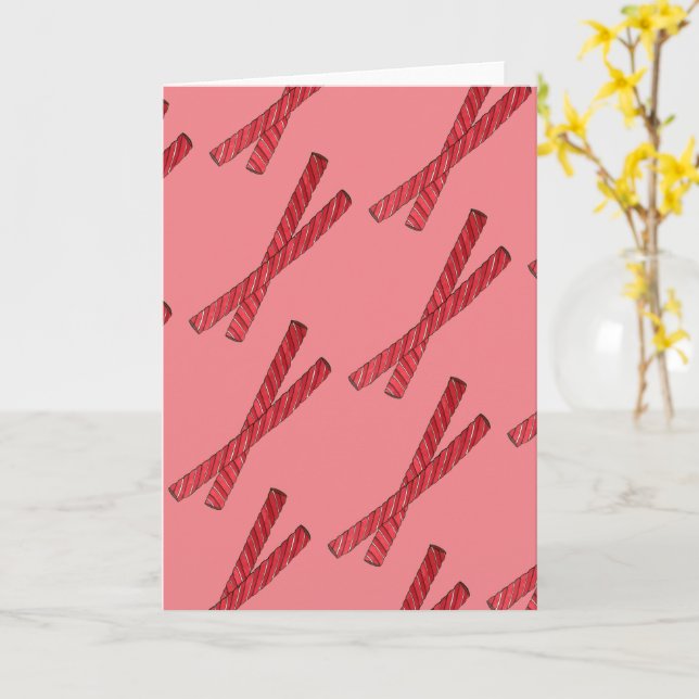 Cherry Red Licorice Whips Liquorice Twist Candy Card (Yellow Flower)