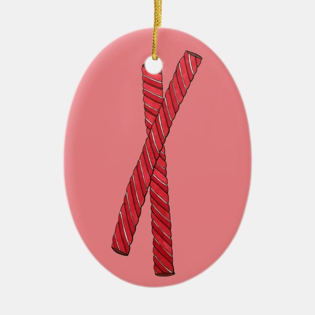Cherry Red Licorice Whips Liquorice Twist Candy Ceramic Ornament (Front)