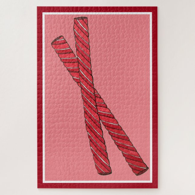 Cherry Red Licorice Whips Liquorice Twist Candy Jigsaw Puzzle (Vertical)