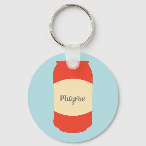 Cherry Red Light Blue Seltzer Can Personalized Keychain