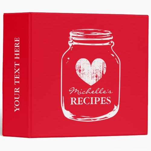 Cherry red mason jar kitchen recipe binder book