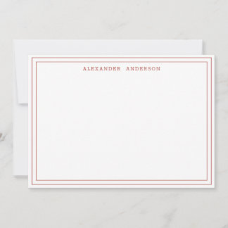 Cherry Red Modern Professional Double Border  Note Card