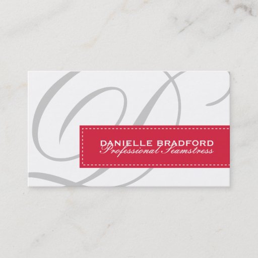 Customizable Cherry Red Monogram Business Cards