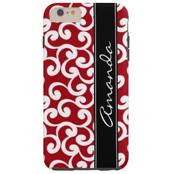 Cherry Red Monogrammed Elements Print Tough Iphone 6 Plus Case by Letsrendevoo at Zazzle