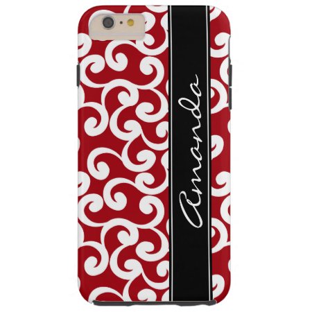 Cherry Red Monogrammed Elements Print Tough Iphone 6 Plus Case