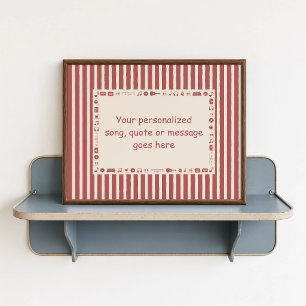 Cherry Red Music Note Poster - Custom Lyric Gift