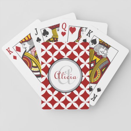 Cherry Red Nico Print Playing Cards