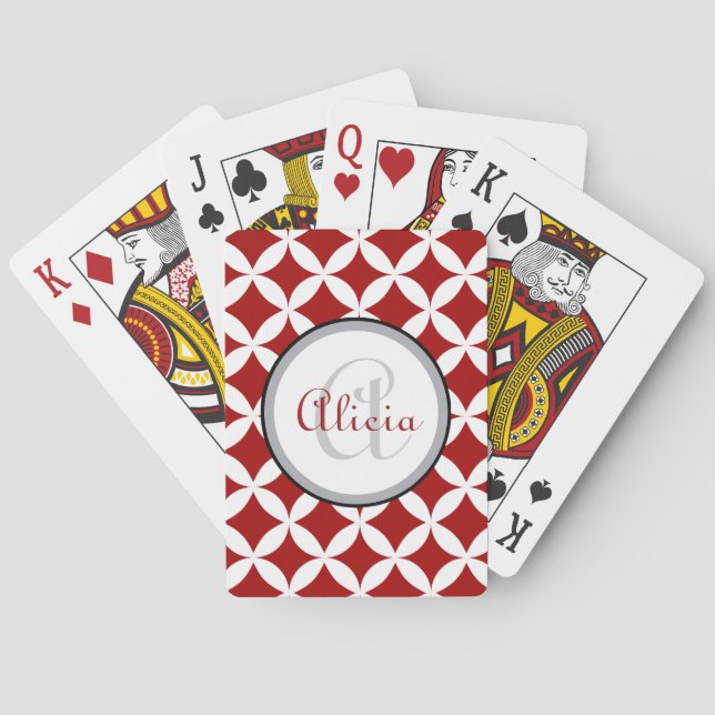 Cherry Red Nico Print Poker Cards (Back)